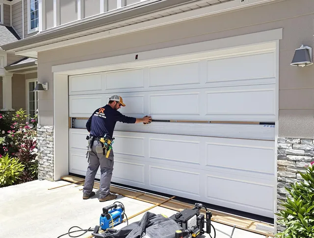 Central Falls Garage Door Repair team performing complete garage door replacement at Central Falls residence