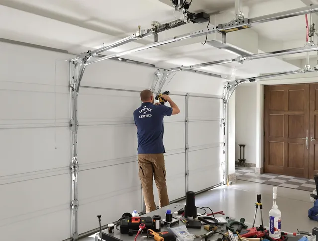 Central Falls Garage Door Repair certified technician performing precision garage door repair in Central Falls