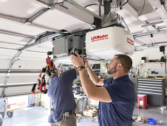 Central Falls Garage Door Repair technician performing advanced diagnostics on garage opener in Central Falls