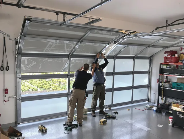 Central Falls Garage Door Repair expert performing precise panel replacement on Central Falls garage door